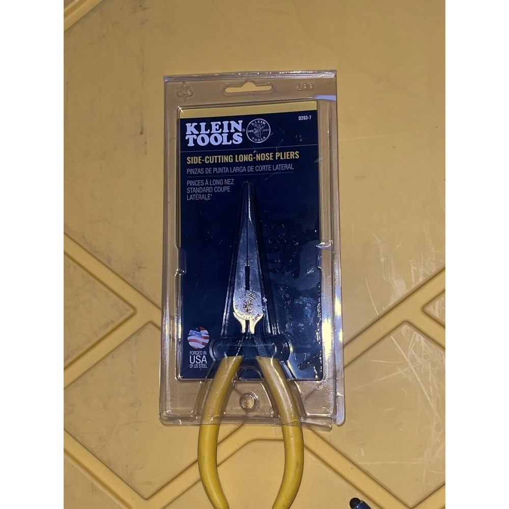 Klein Tools D203-7 7'' Heavy-Duty Long-Nose Pliers-Side-Cutting